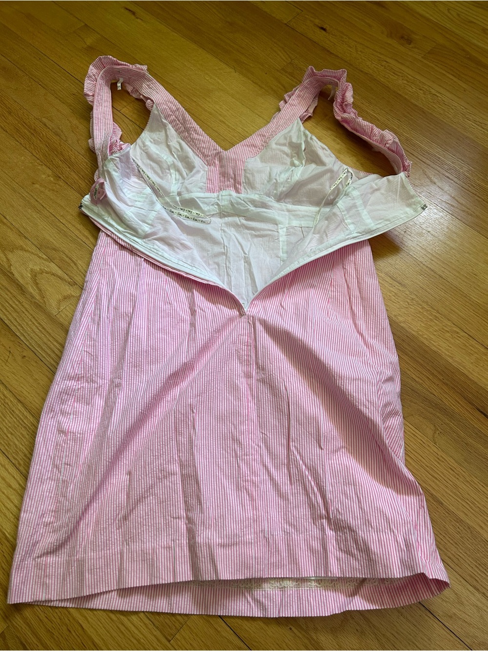 Lilly Pulitzer Phoebe Ruffle Neck Seersucker Dress Pink Size 10 - Picture 8 of 12